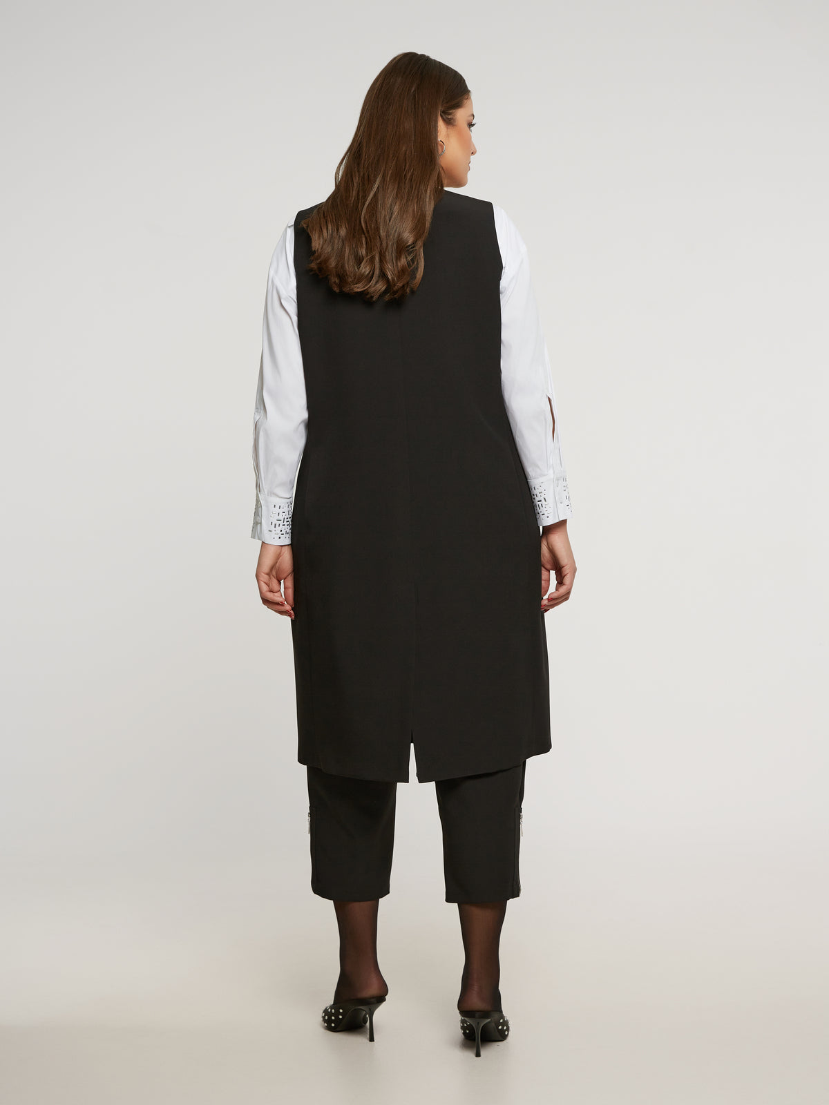 Mat Waistcoat Dress in Black