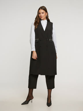 Mat Waistcoat Dress in Black