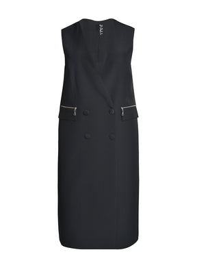Mat Waistcoat Dress in Black