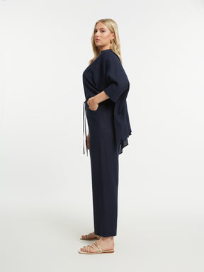 Mat Wide Leg Trouser in Navy 