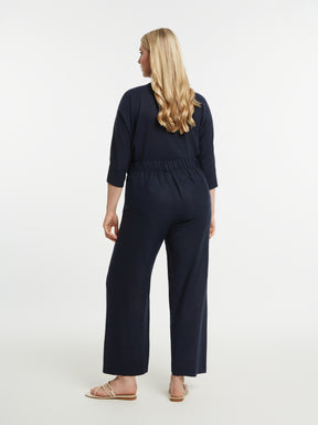 Mat Wide Leg Trouser in Navy 