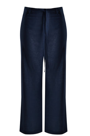 Mat Wide Leg Trouser in Navy 