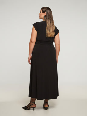 Mat Wrap Look Dress in Black