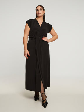 Mat Wrap Look Dress in Black