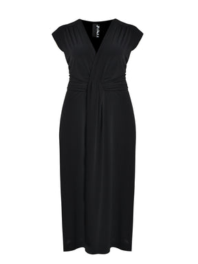 Mat Wrap Look Dress in Black