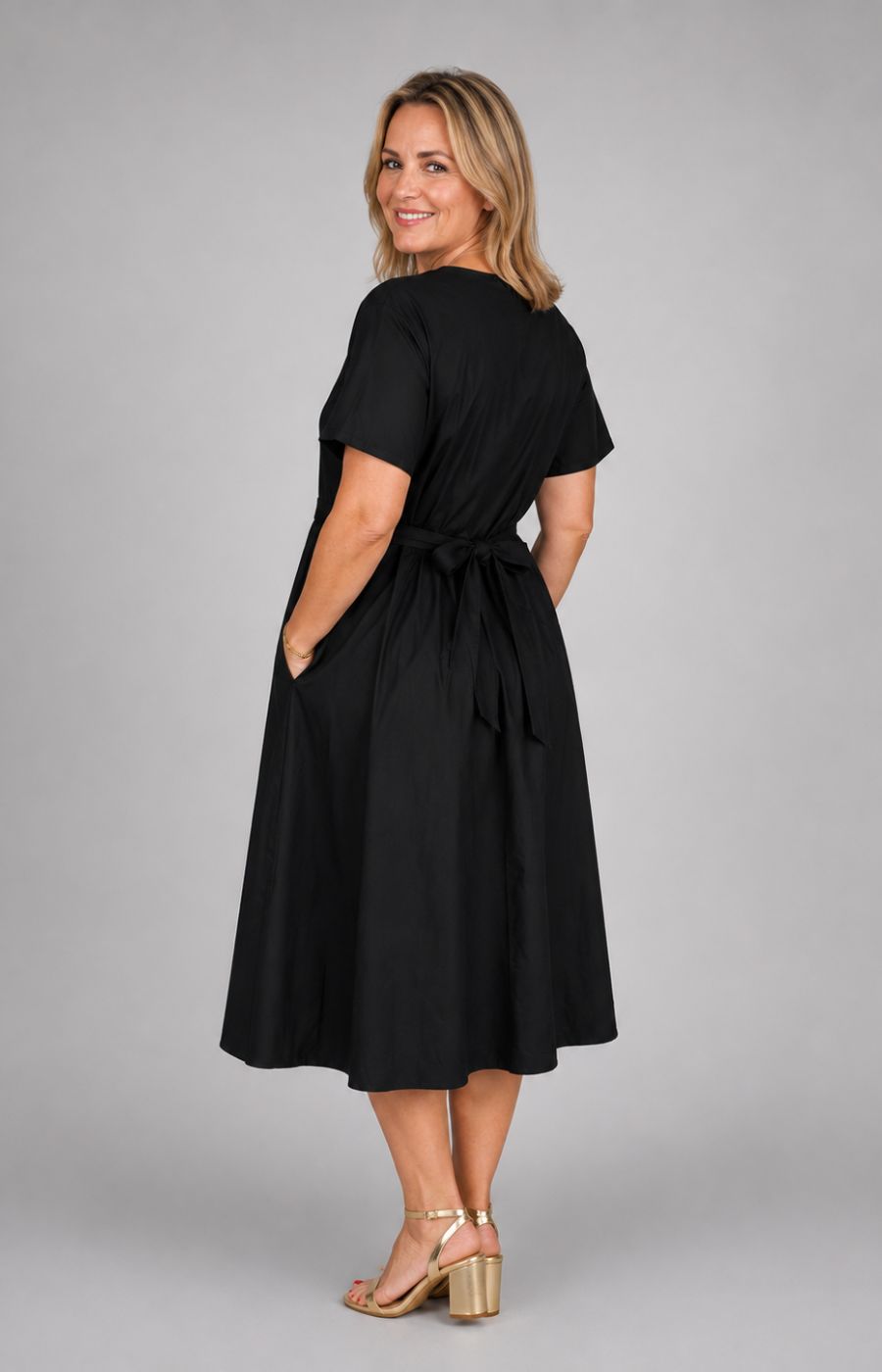 Matilda Black Dress with White Flowers 