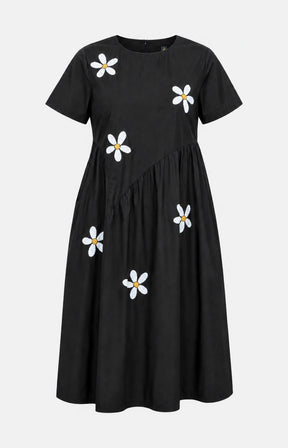 Matilda Black Dress with White Flowers 