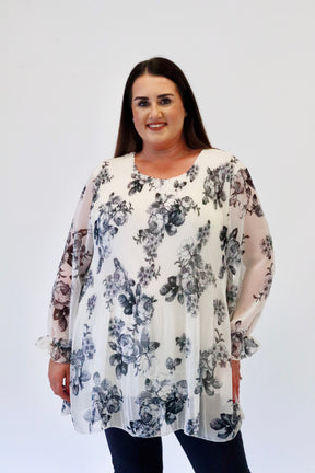 Meadow Blouse in Floral White