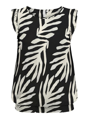 Only Carmakoma Frill Top In Leaf Print