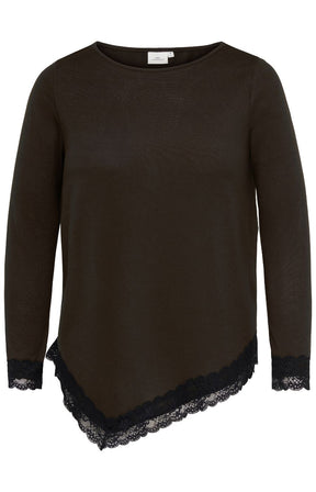Only Carmakoma Alba Lace Trim Top in Coffee 