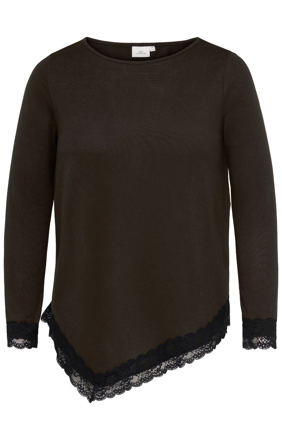 Only Carmakoma Alba Lace Trim Top in Coffee 