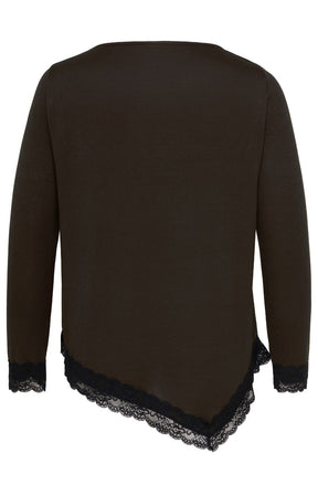 Only Carmakoma Alba Lace Trim Top in Coffee 