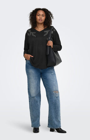 Only Carmakoma Alba Rhinestone Top in Black 