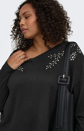 Only Carmakoma Alba Rhinestone Top in Black 