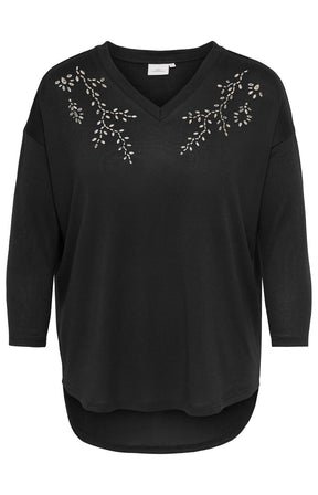 Only Carmakoma Alba Rhinestone Top in Black 