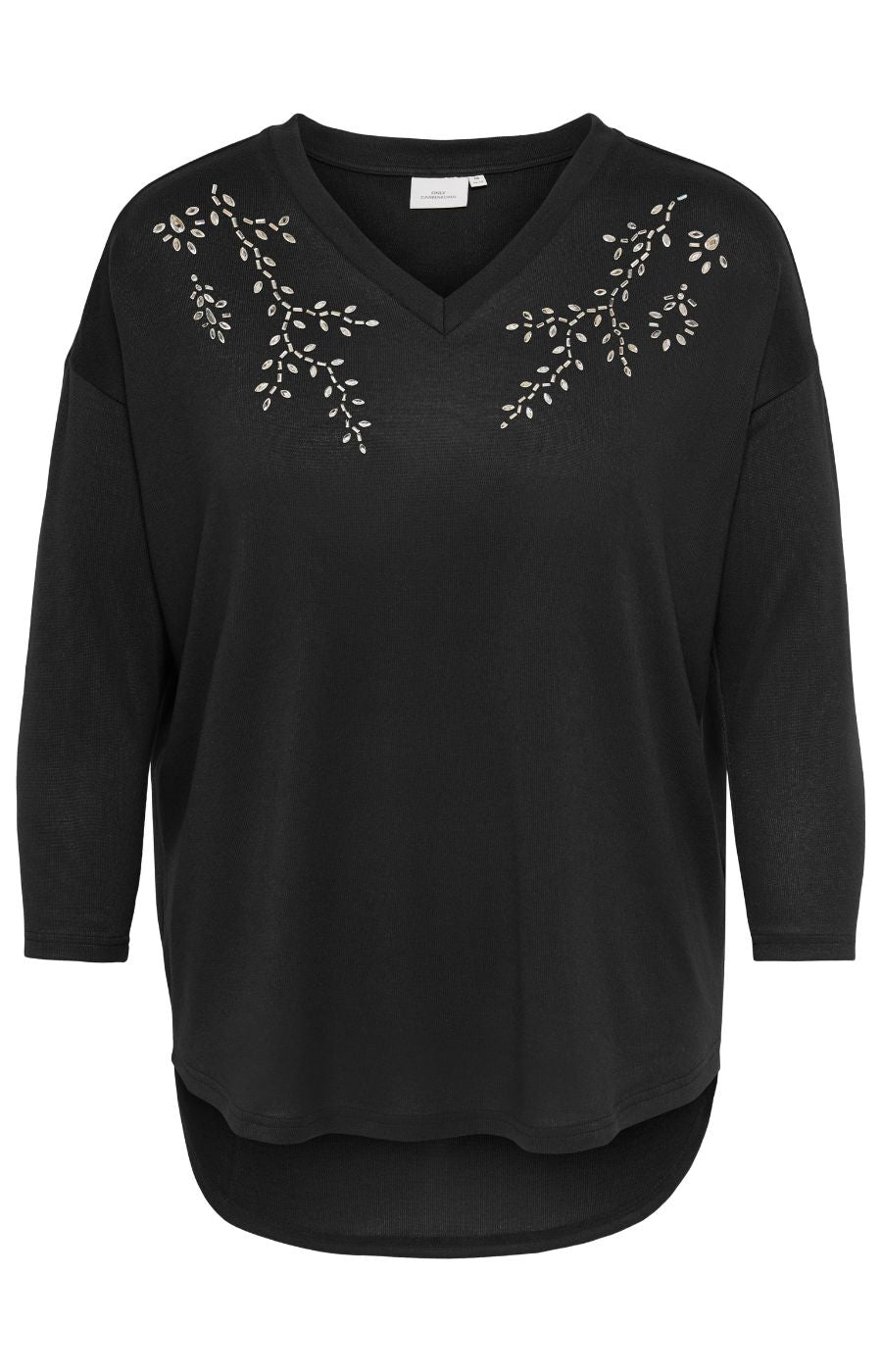 Only Carmakoma Alba Rhinestone Top in Black 