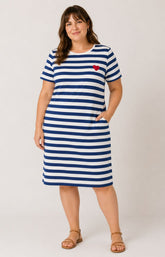 Only Carmakoma Anita Dress in Navy Stripe 