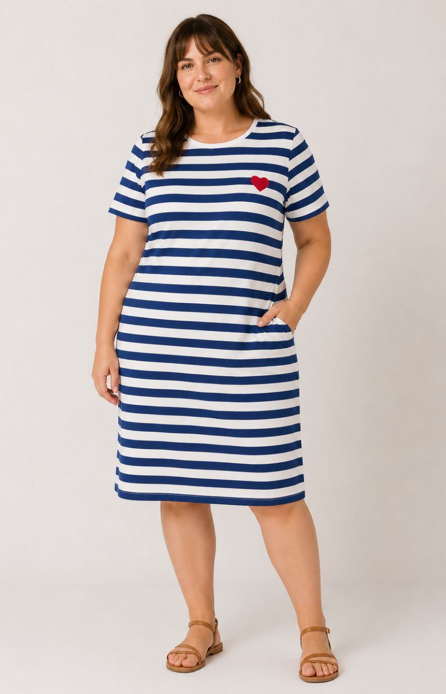 Only Carmakoma Anita Dress in Navy Stripe 