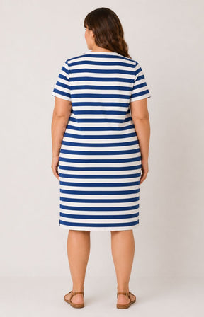 Only Carmakoma Anita Dress in Navy Stripe 