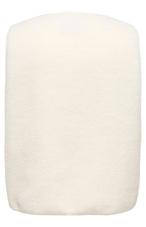 The Only Carmakoma Baby Gilet in Cream, a cream-colored, plush fleece or sherpa gilet, shown from the back against a plain white background.