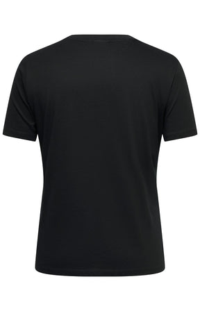 The Only Carmakoma Beau T-Shirt in Black,  black short-sleeve crewneck t-shirt shown from the back, displayed on a clean white background.