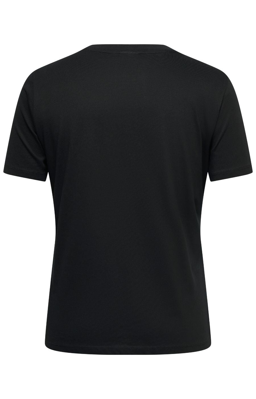 The Only Carmakoma Beau T-Shirt in Black,  black short-sleeve crewneck t-shirt shown from the back, displayed on a clean white background.
