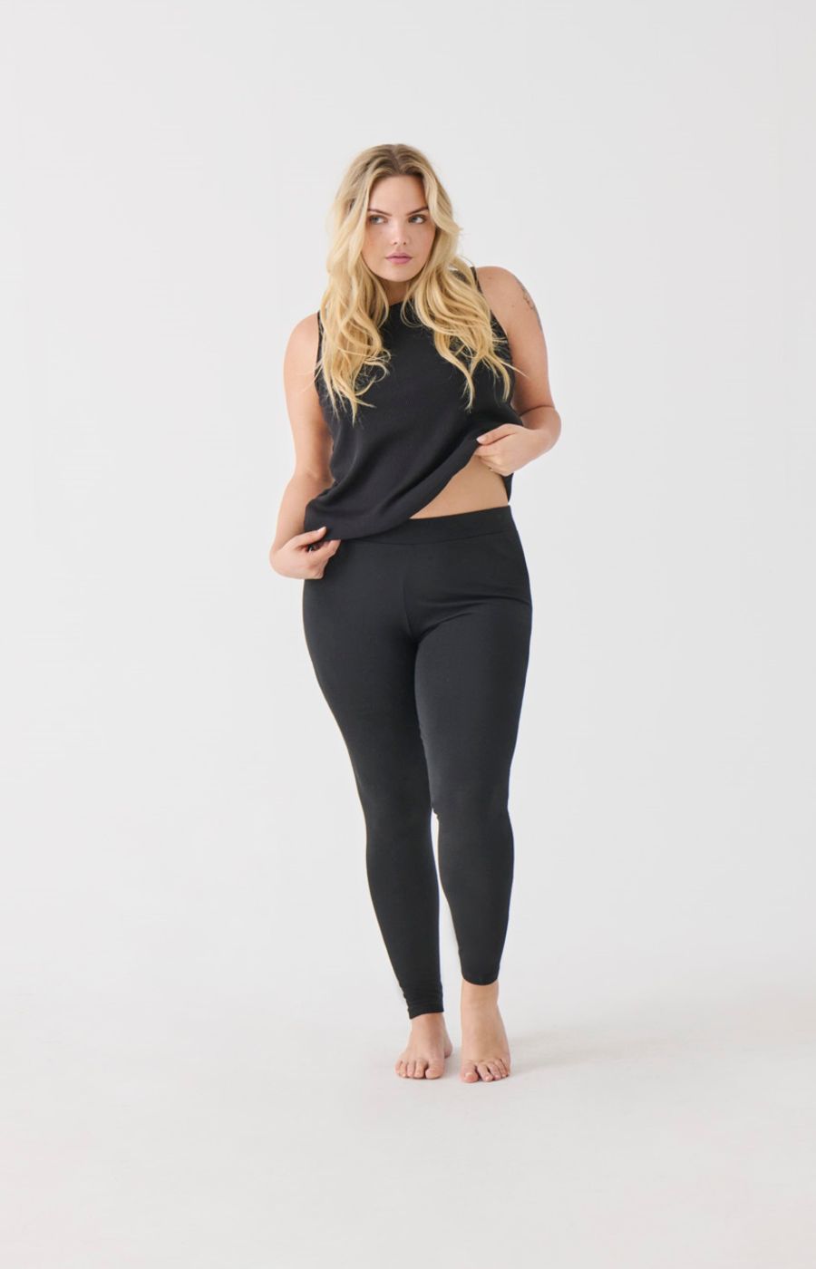 Only Carmakoma Black Cotton Leggings. 