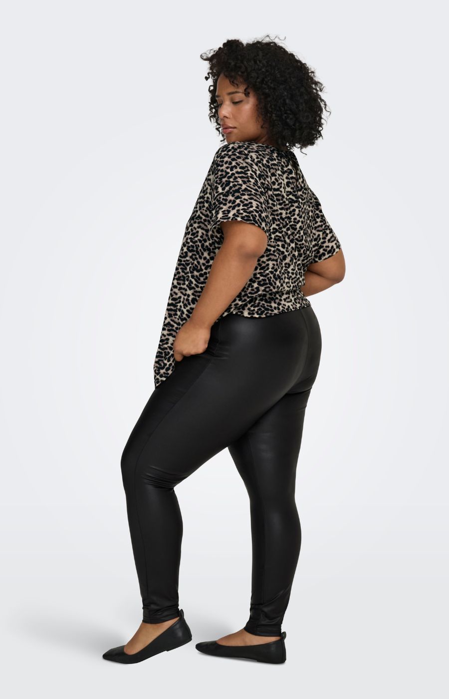 Only Carmakoma Black Leather Look Leggings 