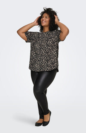 Only Carmakoma Black Leather Look Leggings 