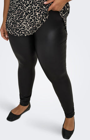 Only Carmakoma Black Leather Look Leggings 