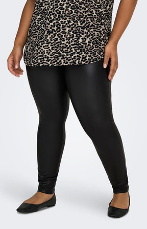 Only Carmakoma Black Leather Look Leggings 