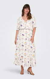 Only Carmakoma Chianti Dress in Floral White 