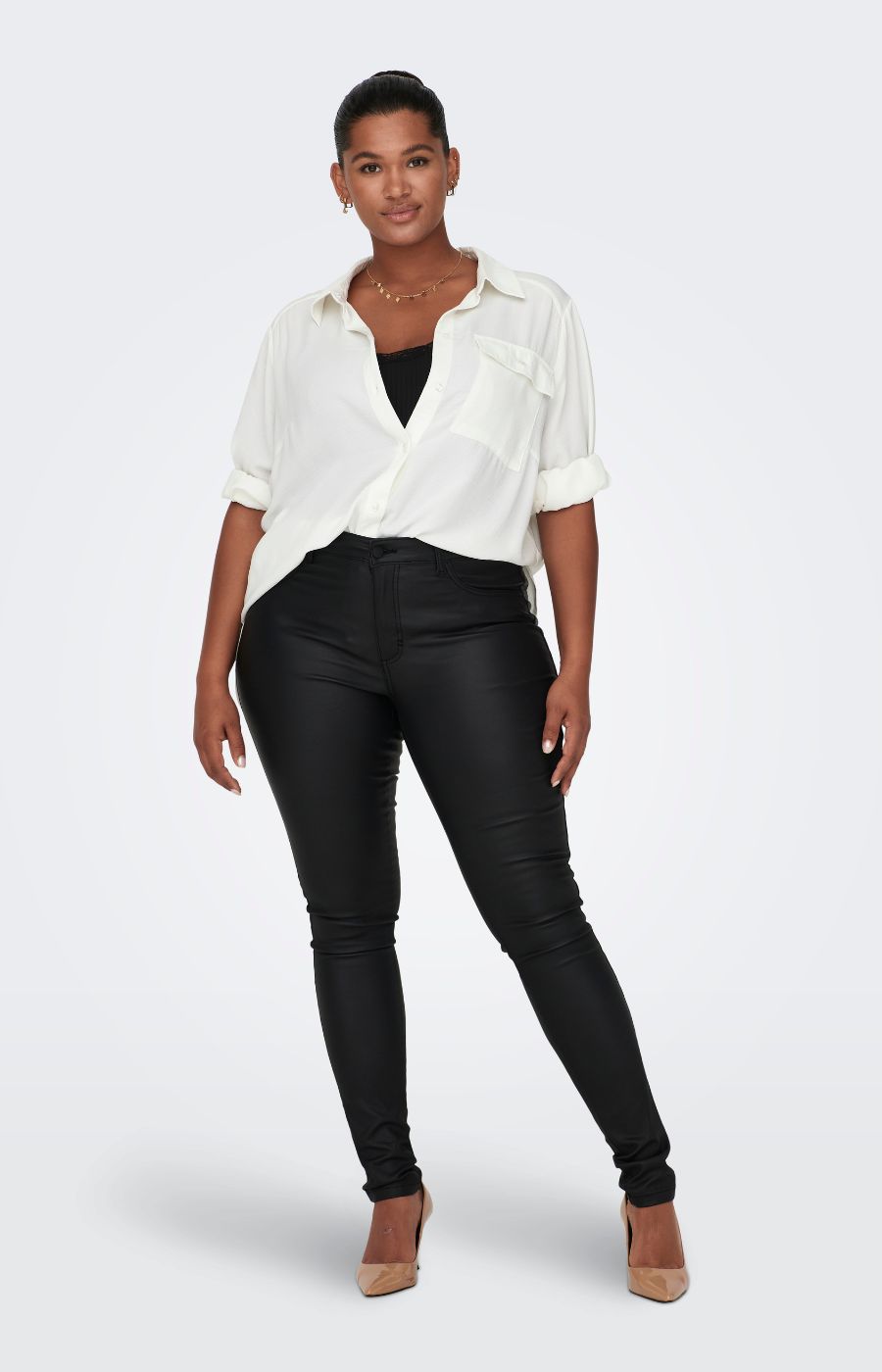 Only Carmakoma Coated Skinny Jean in Black 