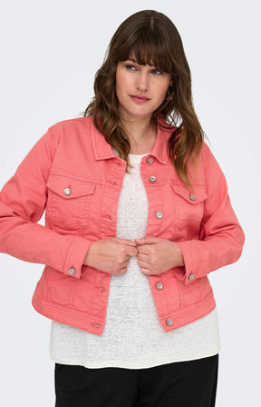 Only Carmakoma Denim Jacket in Coral