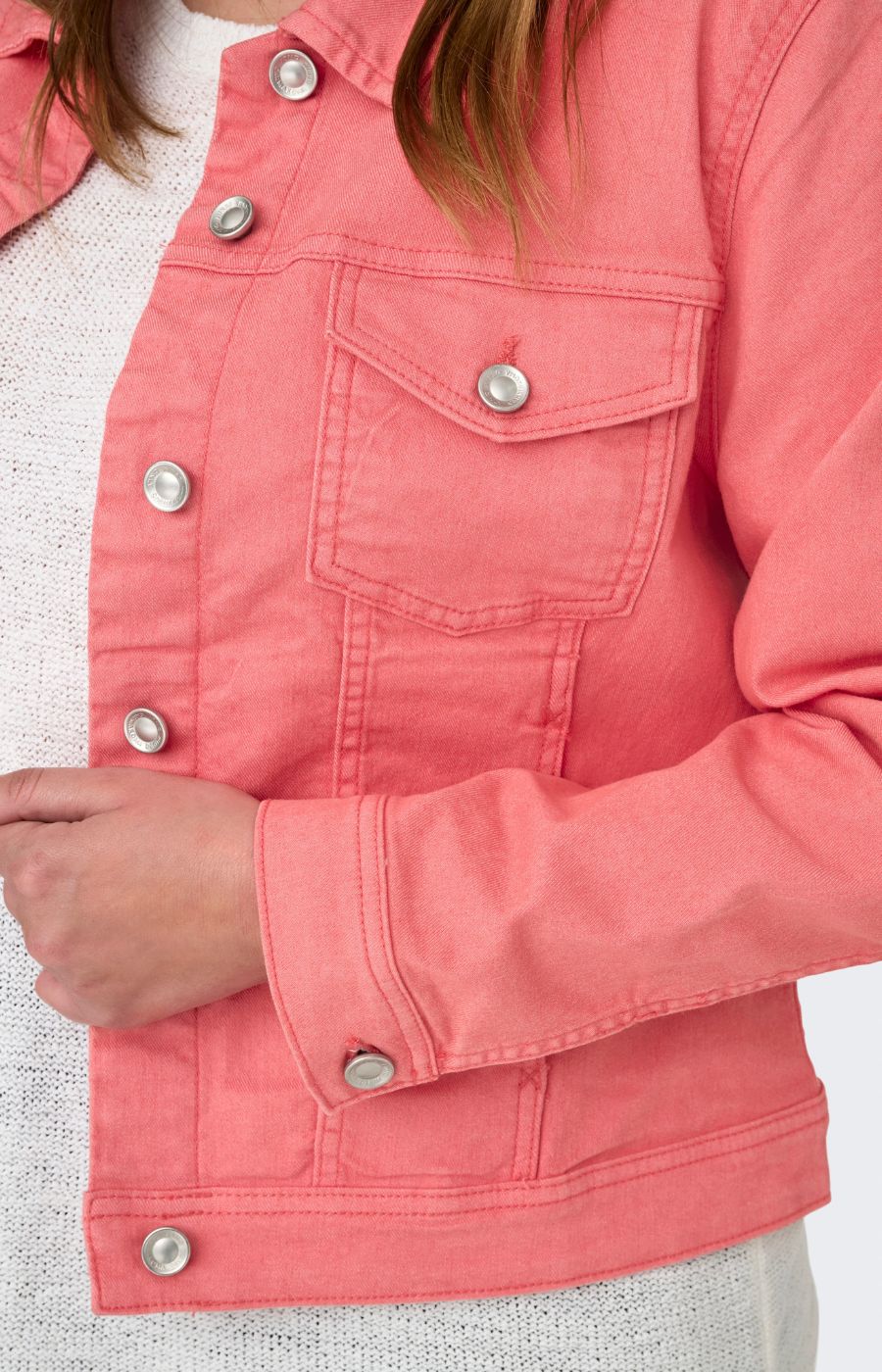 Only Carmakoma Denim Jacket in Coral