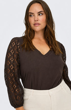 Only Carmakoma Effie Blouse in Chocolate Torte 