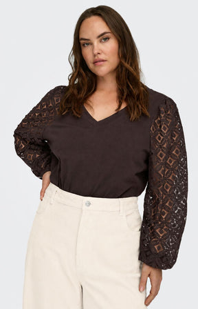 Only Carmakoma Effie Blouse in Chocolate Torte 