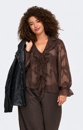 Only Carmakoma Eleni Tie Blouse in Coffee Bean 