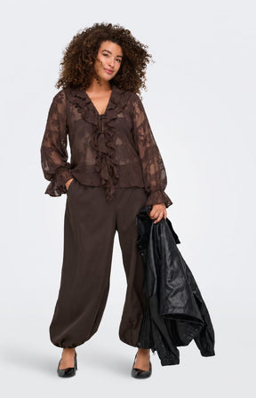 Only Carmakoma Eleni Tie Blouse in Coffee Bean 