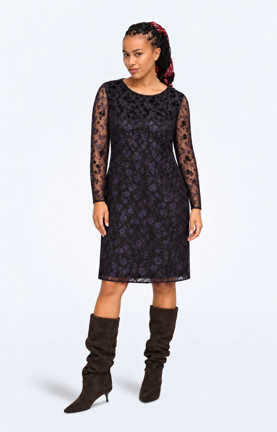Only Carmakoma Flock Dress in Coffee 