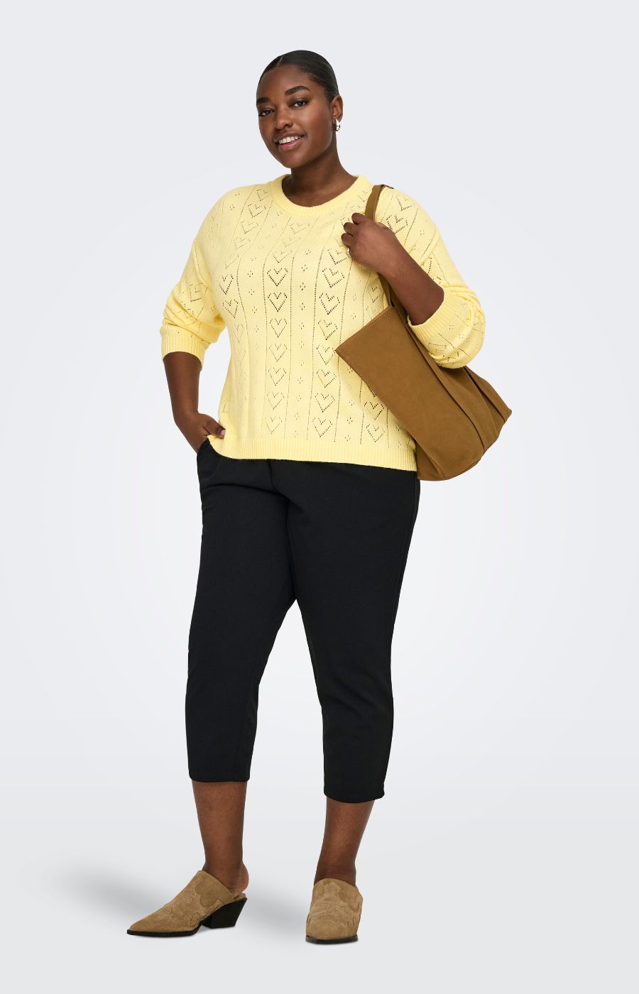 Only Carmakoma Isa Knit Top in Yellow 