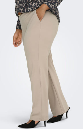 Only Carmakoma Life Straight Leg Trousers in Beige