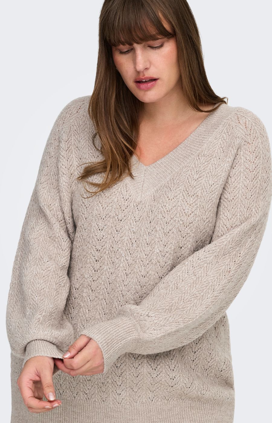 Only Carmakoma Lucilla Knit Jumper in Beige