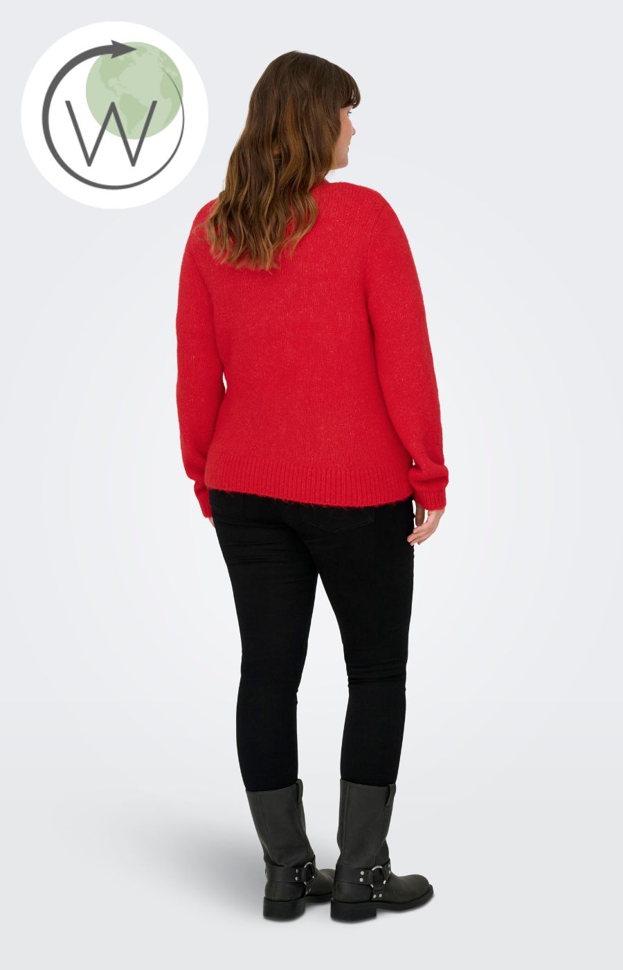 Only Carmakoma Maggie Cardigan in Red, a red knit cardigan, long sleeves ribbed hem 