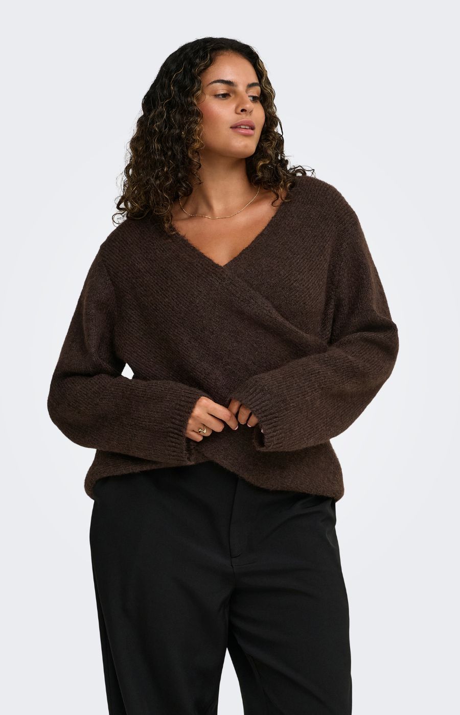 Only Carmakoma Maggie Knit Top in Coffee 