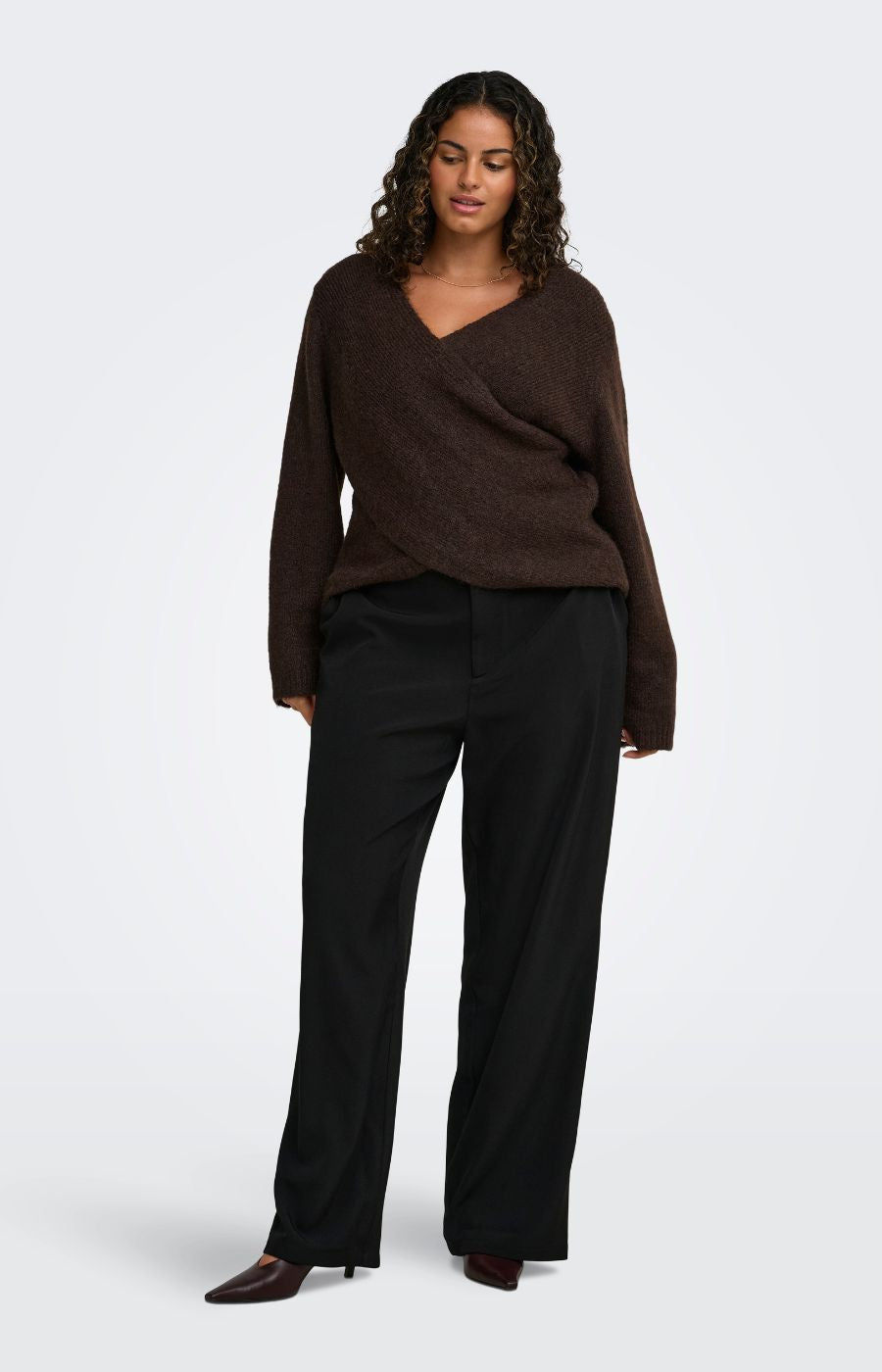 Only Carmakoma Maggie Knit Top in Coffee 