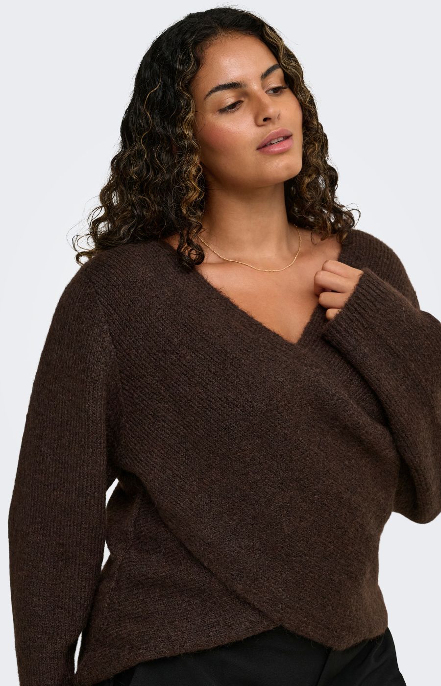 Only Carmakoma Maggie Knit Top in Coffee 