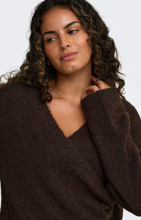 Only Carmakoma Maggie Knit Top in Coffee 