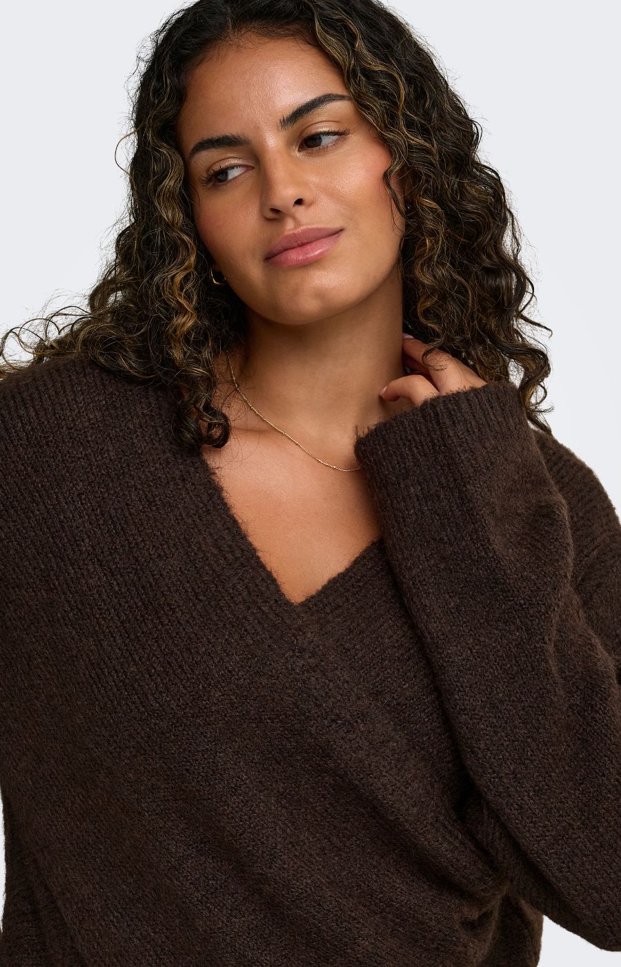 Only Carmakoma Maggie Knit Top in Coffee 