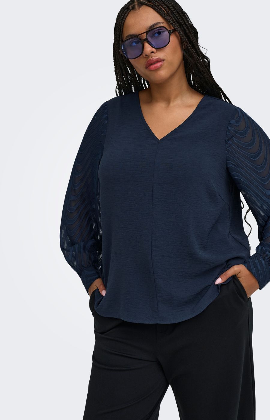 Only Carmakoma Metta Blouse in Navy 